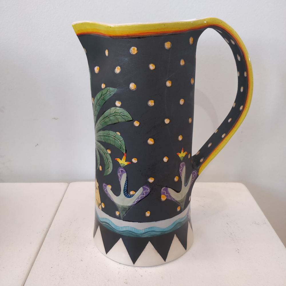 Black Starry Jug With Palm  